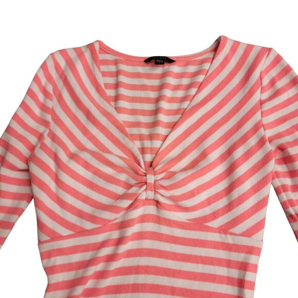 Guess Soft Peach Striped Knit Top - Picture 2 of 7